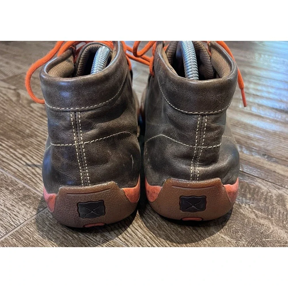 Twisted X Chukka Shoes Men's Size 9M Brown With Neon Orange MDM0019 Western Work
